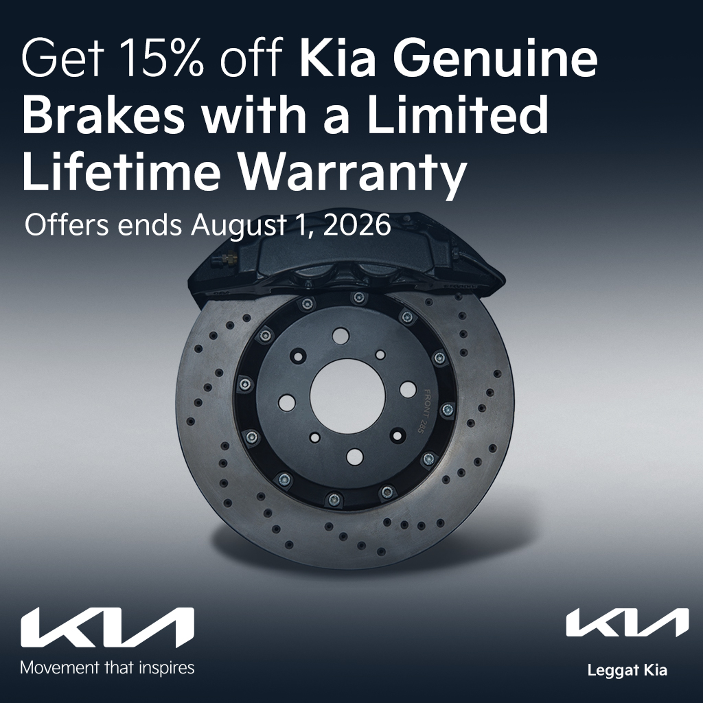 Get 15% off Kia Genuine Brakes with a Limited Lifetime Warranty