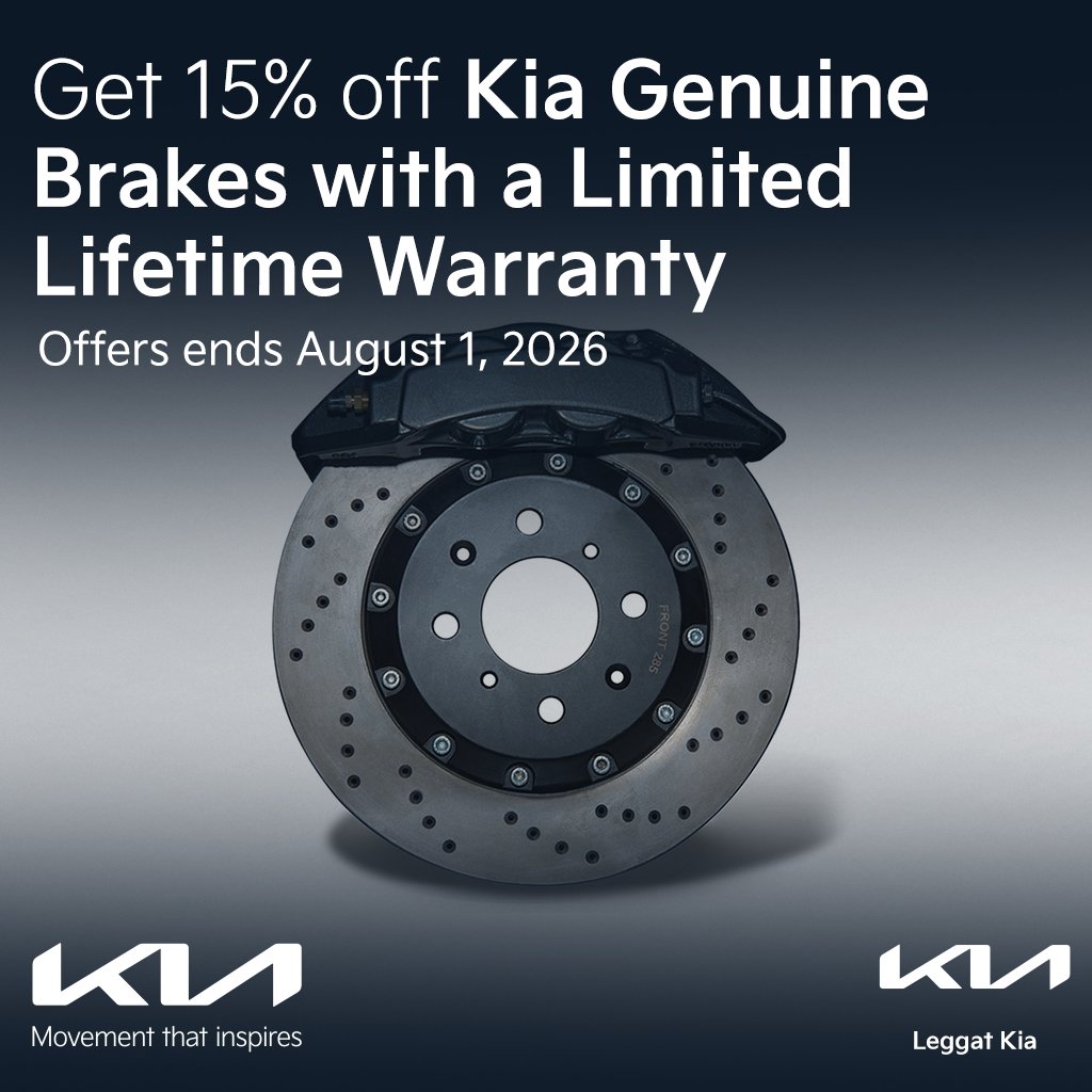 Get 15% off Kia Genuine Brakes with a Limited Lifetime Warranty